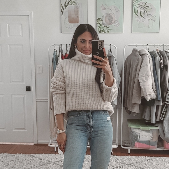 La Ligne Sweaters - La Ligne Toujours cream cashmere turtleneck sweater
